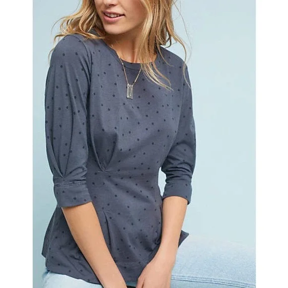 Anthropologie t.la Rooney White Floral Peplum Top - Picture 9 of 9